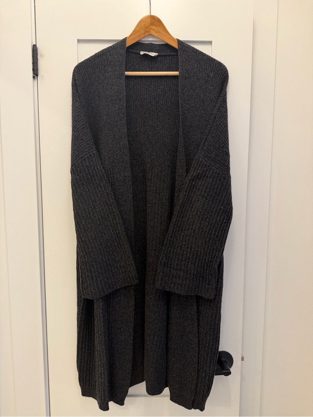 Maria Bellentani Charcoal Grey Longline Open-Front Cardigan